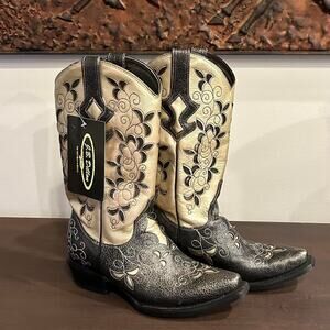 Western Leather Cowboy Boots Women's 8.5 festival Cowgirl country USA Rockabilly